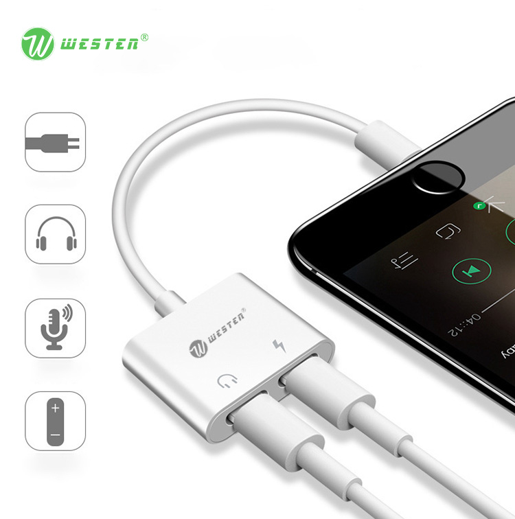 WTDC-02 2 in 1 audio cable adapter for Iphone