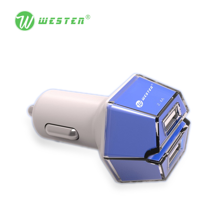 WTQY-01 Dual Port Mobile Car Charger for Iphone Samsung 2018