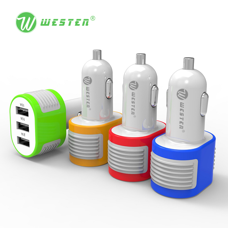 WTQY-04 2018 China Soft Silicone Wrapped 3 Port Mini Cellphone Car Charger for S