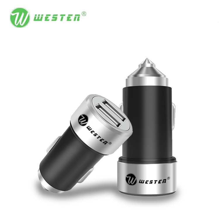WTQY-05 Hot Selling Bullet Shaped 3.1A Dual Car Fast Charger