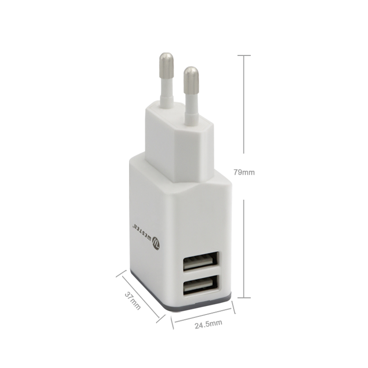 WTHC-22 2.1A Output Dual USB Port EU US Plug Fast Travel Charger for Mobile Phon
